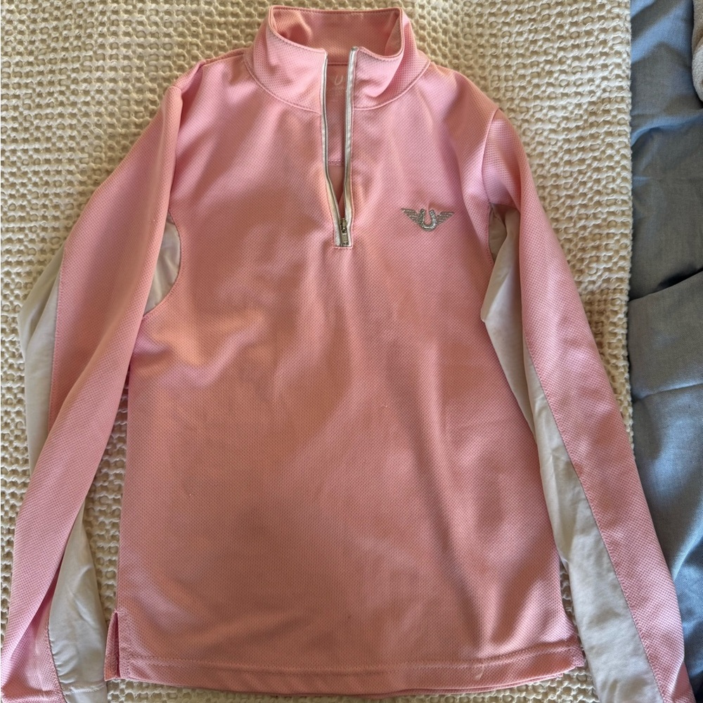 Tuffrider kids Pink Half-Zip Pullover with Logo
